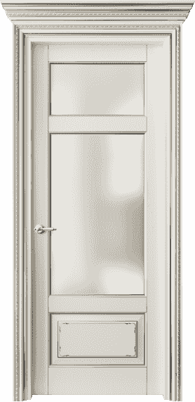 Дверь межкомнатная 6222 БМБС САТ. Цвет Бук молочно-белый с серебром. Материал  Массив бука эмаль с патиной. Коллекция Royal. Картинка.