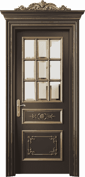 Дверь межкомнатная 6512 БАНЗА САТ Ф. Цвет Бук антрацит золотой антик. Материал Массив бука эмаль с патиной золото античное. Коллекция Imperial. Картинка.