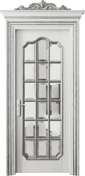 Дверь межкомнатная 6610 БСРСА САТ Ф. Цвет Бук серый серебряный антик. Материал Массив бука эмаль с патиной серебро античное. Коллекция Imperial. Картинка.