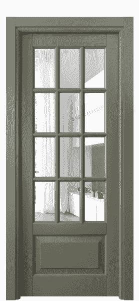 Дверь межкомнатная 0728 ДОТ Прозрачное стекло. Цвет Дуб оливковый тёмный. Материал Массив дуба эмаль. Коллекция Lignum. Картинка.