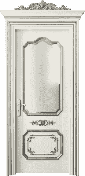 Дверь межкомнатная 6602 БМБСА САТ Ф. Цвет Бук молочно-белый серебряный антик. Материал Массив бука эмаль с патиной серебро античное. Коллекция Imperial. Картинка.