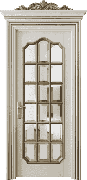 Дверь межкомнатная 6610 БОСПА САТ-Ф. Цвет Бук облачный серый золотой антик. Материал Массив бука эмаль с патиной золото античное. Коллекция Imperial. Картинка.