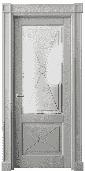 Дверь межкомнатная 6362 БНСР Сатинированное стекло с гравировкой и фацетом. Цвет Бук нейтральный серый. Материал Массив бука эмаль. Коллекция Toscana Litera. Картинка.