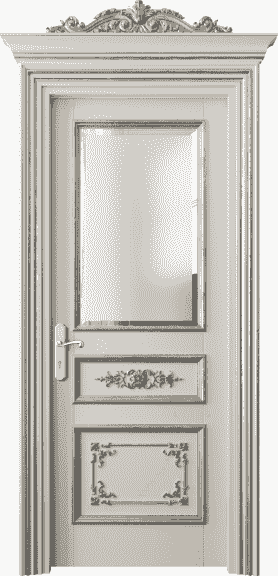 Дверь межкомнатная 6502 БОССА САТ-Ф. Цвет Бук облачный серый серебряный антик. Материал Массив бука эмаль с патиной серебро античное. Коллекция Imperial. Картинка.