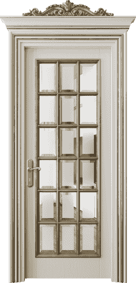 Дверь межкомнатная 6510 БОСПА САТ-Ф. Цвет Бук облачный серый золотой антик. Материал Массив бука эмаль с патиной золото античное. Коллекция Imperial. Картинка.