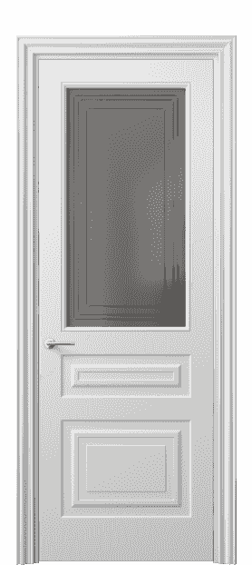 Дверь межкомнатная 8412 МБЛ Серый сатин с гравировкой. Цвет Матовый белоснежный. Материал Гладкая эмаль. Коллекция Mascot. Картинка.