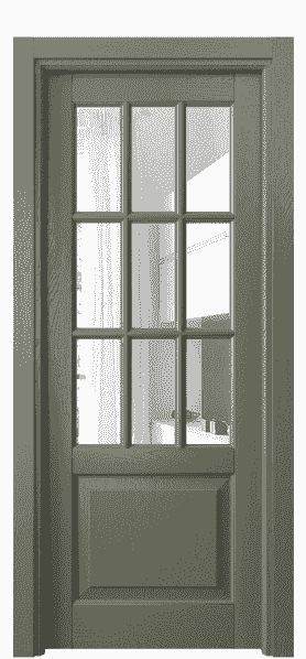 Дверь межкомнатная 0748 ДОТ Прозрачное стекло. Цвет Дуб оливковый тёмный. Материал Массив дуба эмаль. Коллекция Lignum. Картинка.