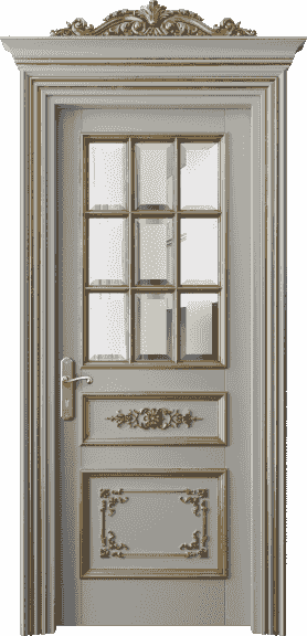 Дверь межкомнатная 6512 БНСРПА САТ-Ф. Цвет Бук нейтральный серый золотой антик. Материал Массив бука эмаль с патиной золото античное. Коллекция Imperial. Картинка.