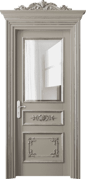 Дверь межкомнатная 6502 ББСКСА ПРОЗ Ф. Цвет Бук бисквитный серебряный антик. Материал Массив бука эмаль с патиной серебро античное. Коллекция Imperial. Картинка.