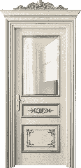 Дверь межкомнатная 6502 БМЦСА ПРОЗ Ф. Цвет Бук марципановый серебряный антик. Материал Массив бука эмаль с патиной серебро античное. Коллекция Imperial. Картинка.