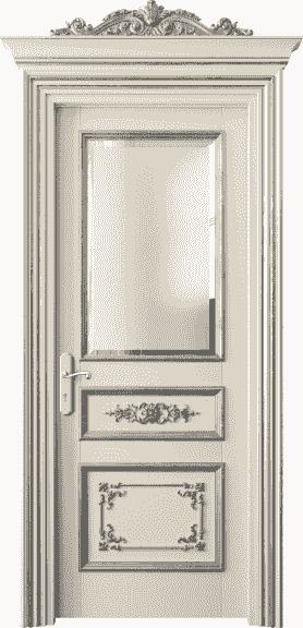 Дверь межкомнатная 6502 БМЦСА САТ-Ф. Цвет Бук марципановый серебряный антик. Материал Массив бука эмаль с патиной серебро античное. Коллекция Imperial. Картинка.