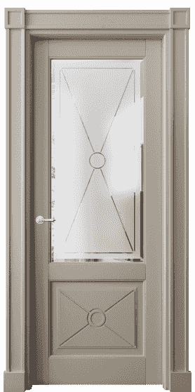 Дверь межкомнатная 6362 ББСК Сатинированное стекло с гравировкой и фацетом. Цвет Бук бисквитный. Материал Массив бука эмаль. Коллекция Toscana Litera. Картинка.
