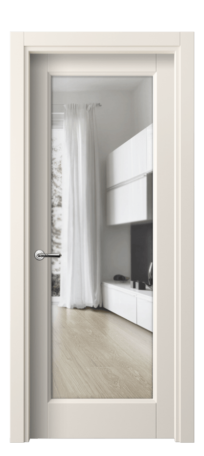 Межкомнатная дверь Галант 1402 ПЭТ кремово-белый Прозрачное стекло Цена 212806 ₸ | Volhovec