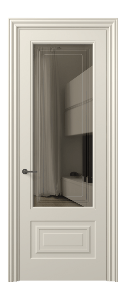 Межкомнатная дверь Mascot 8442 Матовый бежево-серый Прозрачное бронзовое стекло с гравировкой "Грани", триплекс, 7 мм Цена 387370 ₸ | Volhovec