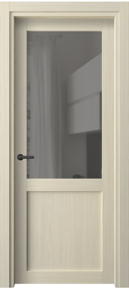 Межкомнатная дверь Нео 2122 Молочный ясень Прозрачное серое стекло, триплекс Цена 92988 ₸ | Volhovec
