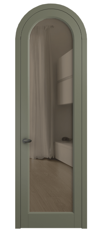 Межкомнатная дверь Палаццо 6814 Матовый оливковый тёмный Прозрачное бронзовое стекло, триплекс Цена 946202 ₸ | Volhovec