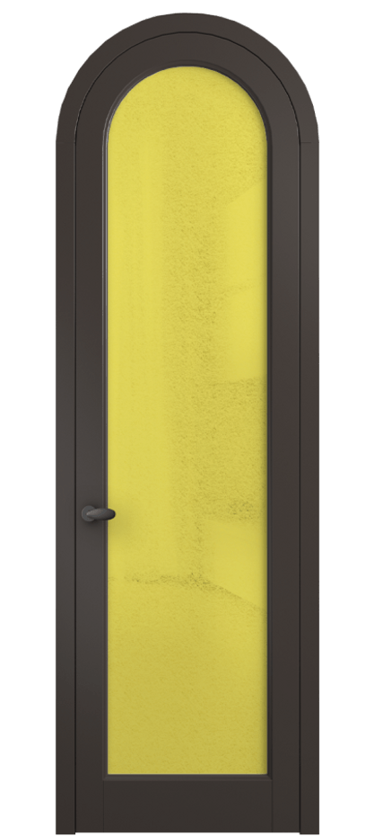 Межкомнатная дверь Palazzo 6814 Матовый антрацит Фактурное жёлтое стекло "Лёд", триплекс Цена 818400 ₸ | Volhovec