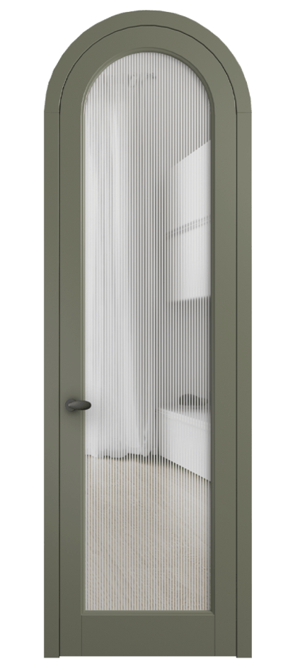 Межкомнатная дверь Палаццо 6814 Матовый оливковый тёмный Рифлёное стекло "Дюна", триплекс Цена 991562 ₸ | Volhovec