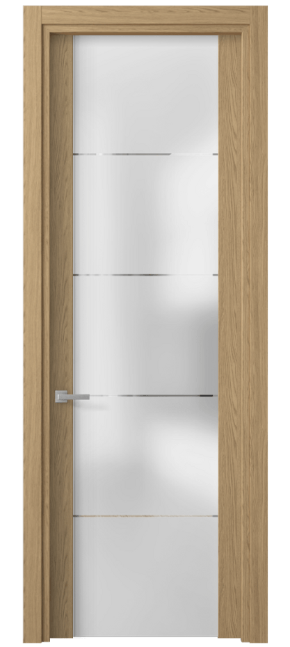 Межкомнатная дверь Планум 4114 Жемчужный дуб Сатинированное стекло с гравировкой «КВАДРО», триплекс Цена 265348 ₸ | Volhovec