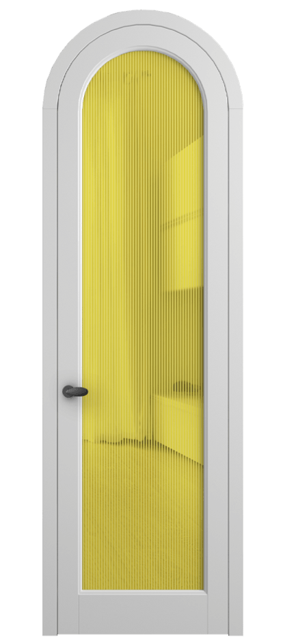 Межкомнатная дверь Palazzo 6814 Матовый белоснежный Рифлёное желтое стекло "Дюна", триплекс Цена 818400 ₸ | Volhovec