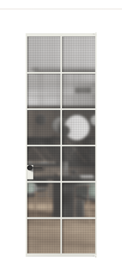 Алюминиевая дверь АЛПЛ040.05 Алюминий светло-серый Декоративное стекло с сеткой "Mesh silver", триплекс, 6 мм Цена 759860  | Volhovec