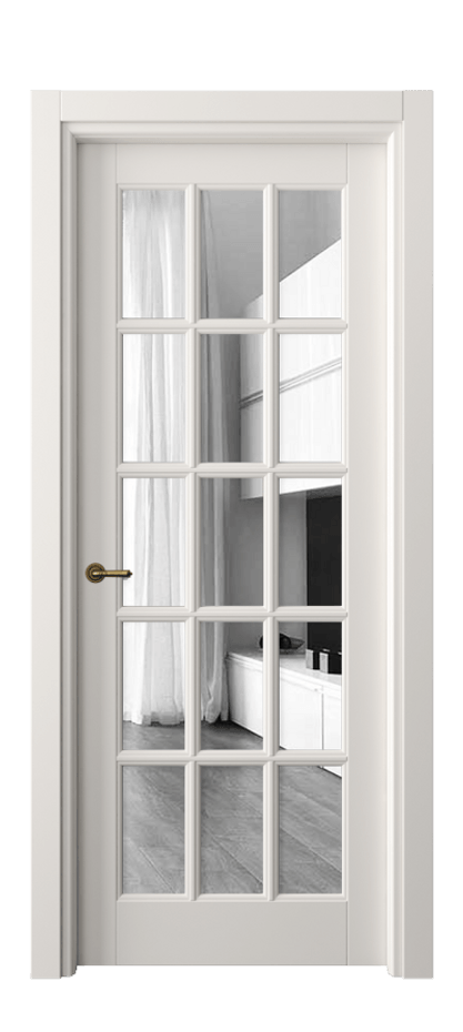 Межкомнатная дверь Тоскана Грильято 6311 Матовый пудровый белый Двустороннее зеркало, триплекс Цена 903412 ₸ | Volhovec