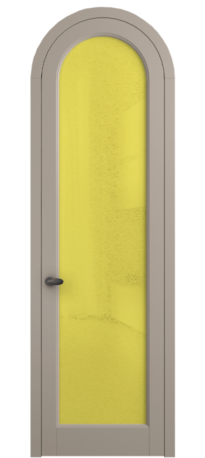 Межкомнатная дверь Palazzo 6814 Матовый бисквитный Фактурное жёлтое стекло "Лёд", триплекс Цена 818400 ₸ | Volhovec