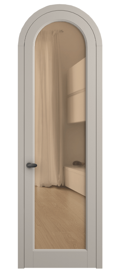 Межкомнатная дверь Палаццо 6814 Матовый светло-бежевый Прозрачное оранжевое стекло, триплекс Цена 946202 ₸ | Volhovec