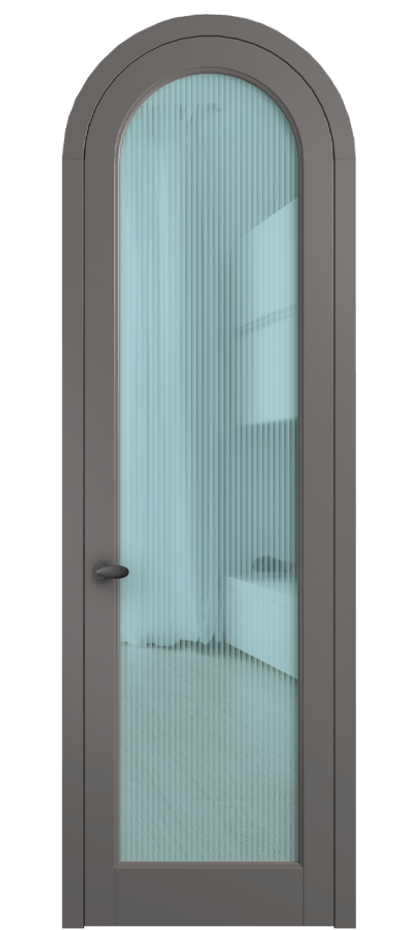 Межкомнатная дверь Palazzo 6814 Матовый классический серый Рифлёное голубое стекло "Moru", триплекс Цена 830900 ₸ | Volhovec
