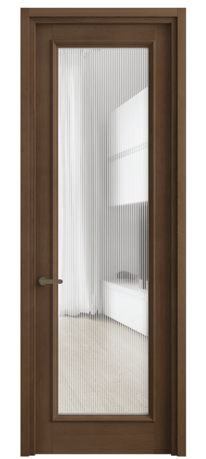 Межкомнатная дверь Шарм 6702 Бук тёмный матовый Рифлёное стекло "Дюна", триплекс Цена 884512 ₸ | Volhovec
