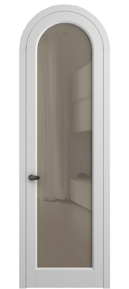 Межкомнатная дверь Palazzo 6814 Матовый белоснежный Рифлёное бронзовое стекло "Дюна", триплекс Цена 818400 ₸ | Volhovec