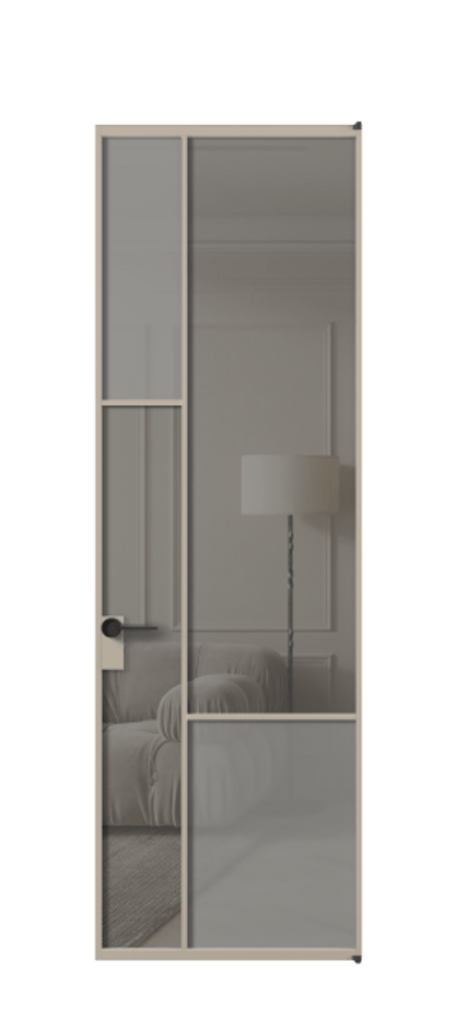 Межкомнатная дверь Мозаик АЛПЛ041.13 Алюминий бисквитный Сатинированное серое стекло, триплекс, 6 мм + Прозрачное серое стекло, триплекс Цена 1253977 ₸ | Volhovec