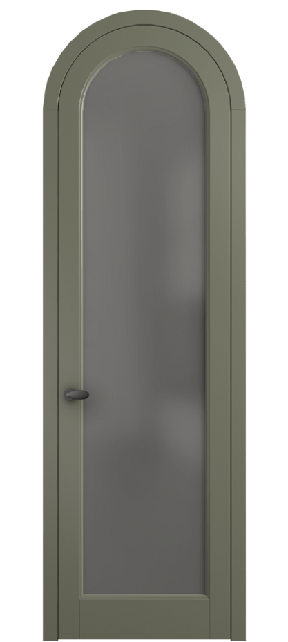 Межкомнатная дверь Палаццо 6814 Матовый оливковый тёмный Сатинированное серое стекло, триплекс Цена 946202 ₸ | Volhovec