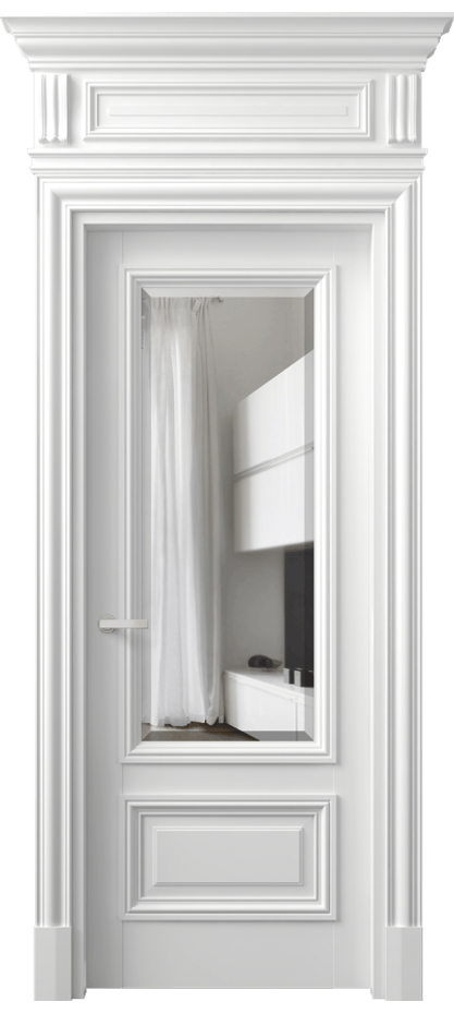 Дверь межкомнатная Антик 7306 Матовый белоснежный Прозрачное стекло с фацетом КЭП + Объёмный фриз + Карниз МБЛ Цена 1227056 ₸ Наличники уже входят в базовый комплект. Фабрика дверей Волховец 8 (800) 551 43 19 Межкомнатная дверь Антик 7306 Матовый белоснежный Прозрачное стекло с фацетом Цена 1227056 ₸ | Volhovec