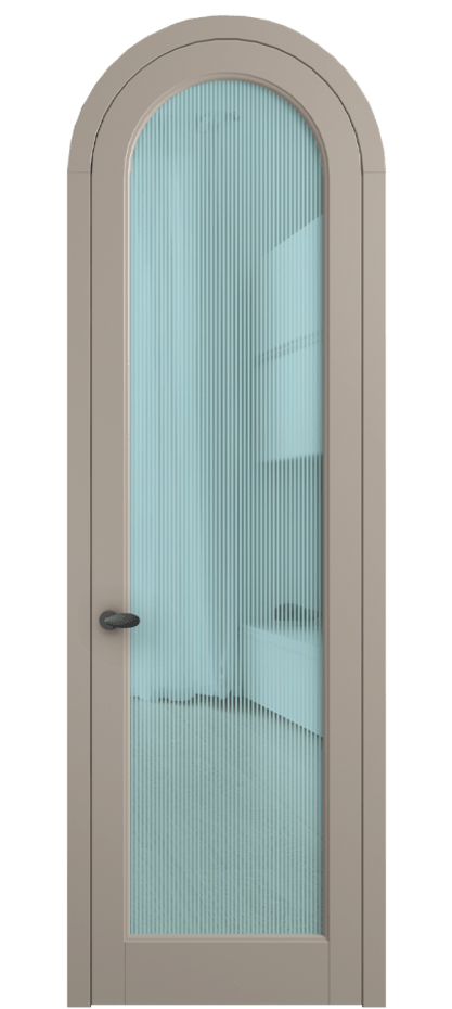 Межкомнатная дверь Palazzo 6814 Матовый бисквитный Рифлёное голубое стекло "Дюна", триплекс Цена 818400 ₸ | Volhovec
