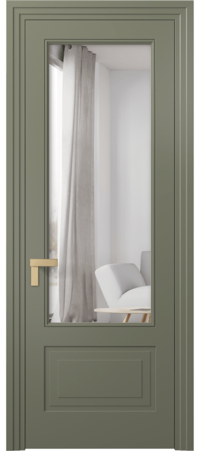 Межкомнатная дверь Рокка 8342 Матовый оливковый тёмный Двустороннее зеркало, триплекс Цена 641836 ₸ | Volhovec