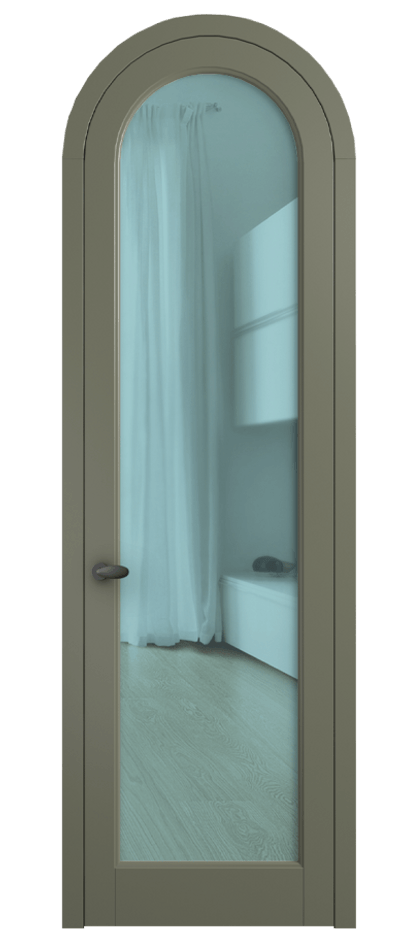 Межкомнатная дверь Палаццо 6814 Матовый оливковый тёмный Прозрачное голубое стекло, триплекс Цена 946202 ₸ | Volhovec