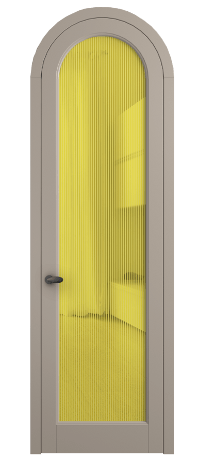 Межкомнатная дверь Palazzo 6814 Матовый бисквитный Рифлёное желтое стекло "Дюна", триплекс Цена 818400 ₸ | Volhovec