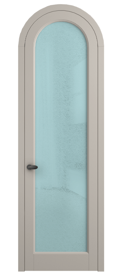 Межкомнатная дверь Палаццо 6814 Матовый светло-бежевый Фактурное голубое стекло "Лёд", триплекс Цена 991562 ₸ | Volhovec