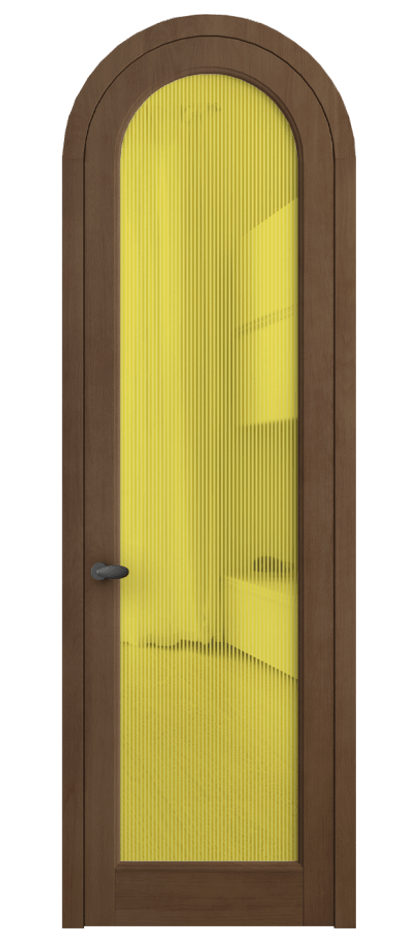 Межкомнатная дверь Палаццо 6814 Бук тёмный матовый Рифлёное желтое стекло "Дюна", триплекс Цена 1343707 ₸ | Volhovec