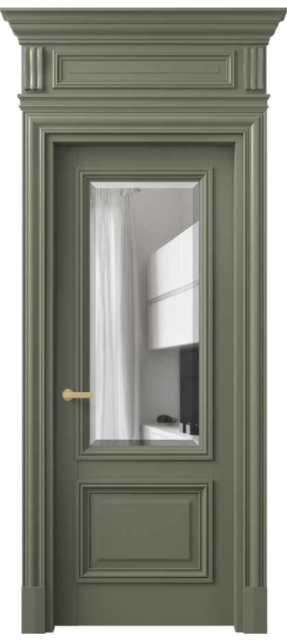 Межкомнатная дверь Антик 7302 Матовый оливковый тёмный Прозрачное стекло с фацетом Цена 1244444 ₸ | Volhovec