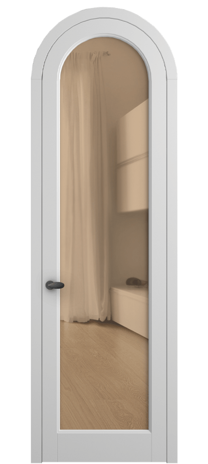 Межкомнатная дверь Palazzo 6814 Матовый белоснежный Прозрачное оранжевое стекло, триплекс Цена 781000 ₸ | Volhovec