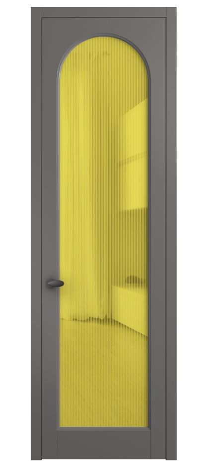 Межкомнатная дверь Palazzo 6804 Матовый классический серый Рифлёное жёлтое стекло "Moru", триплекс Цена 655400 ₸ | Volhovec