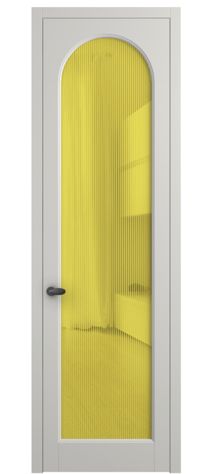 Межкомнатная дверь Palazzo 6804 Матовый серый Рифлёное желтое стекло "Дюна", триплекс Цена 642900 ₸ | Volhovec