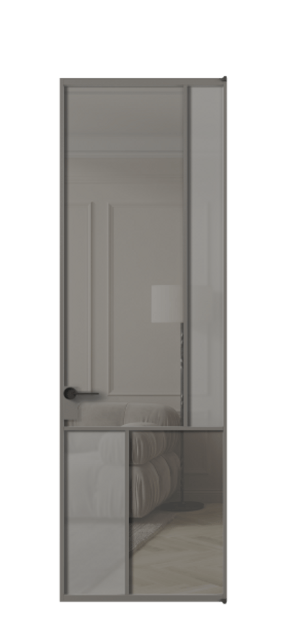 Межкомнатная дверь Mosaic АЛПЛ041.21 Алюминий классический серый Сатинированное серое стекло, триплекс, 6 мм + Прозрачное серое стекло, триплекс, 6 мм Цена 797300 ₸ | Volhovec