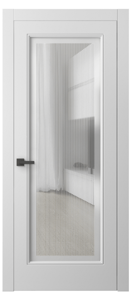 Межкомнатная дверь Linea 8300 Матовый белоснежный Сатинированное с гравировкой "Каннелюры", триплекс Цена 522280 ₸ | Volhovec