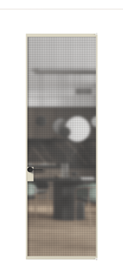 Алюминиевая дверь АЛПЛ040.01 Алюминий бежево-серый Декоративное стекло с сеткой "Mesh silver", триплекс, 6 мм Цена 704450  | Volhovec