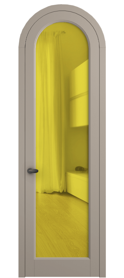 Межкомнатная дверь Palazzo 6814 Матовый бисквитный Прозрачное жёлтое стекло, триплекс Цена 781000 ₸ | Volhovec