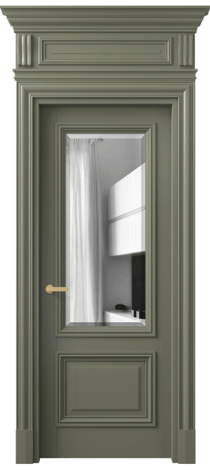 Межкомнатная дверь Антик 7302 Матовый оливковый тёмный Двустороннее зеркало с фацетом, триплекс Цена 1282244 ₸ | Volhovec
