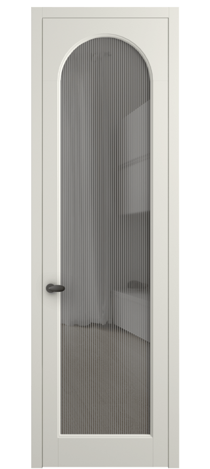 Межкомнатная дверь Palazzo 6804 Матовый жемчужный Рифлёное серое стекло "Дюна", триплекс Цена 642900 ₸ | Volhovec